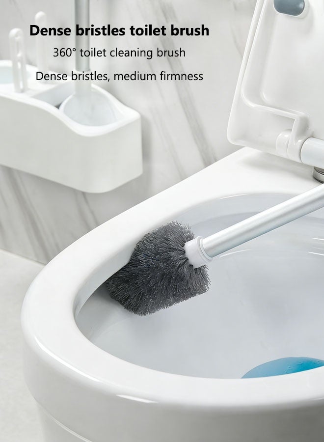 لاسولا فرشاة تنظيف المرحاض وحاملها، فرشاة تنظيف المرحاض، طقم تنظيف المرحاض للحمام مكون من 4 قطع يُثبت على الحائط، يشمل فرشاة المرحاض، وفرشاة الأرضيات، وفرشاة الشقوق، وفرشاة تنظيف الشعر، ومقبض طويل مانع للانزلاق. - Image 5